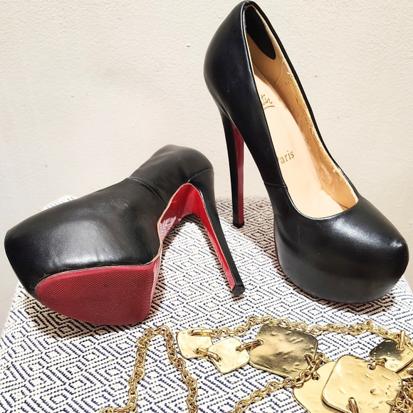 - CHRISTIAN LOUBOUTIN SZ 38/8 DAFFADIL RED BOTTOM 6" PUMP HEELS LN - Picture 12 of 14